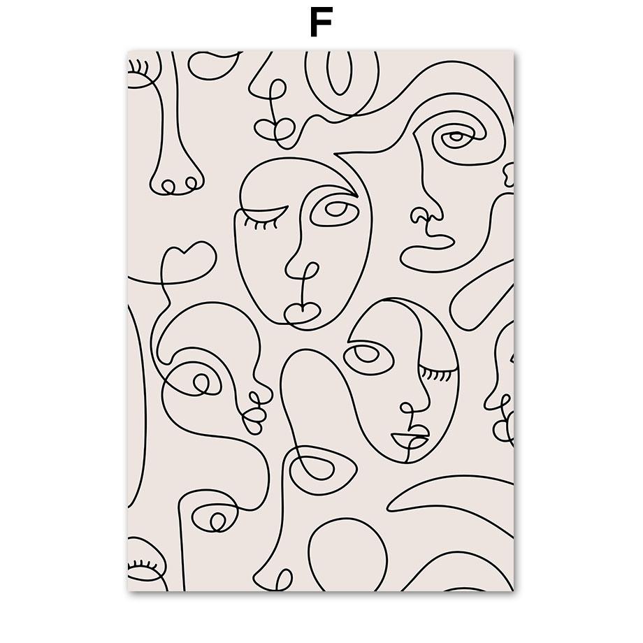 Зеленый лист, абстрактные линии тела, лица девушки, скандинавские постеры и принты, холст, живопись, настенные художественные картинки для гостиной, домашний декор