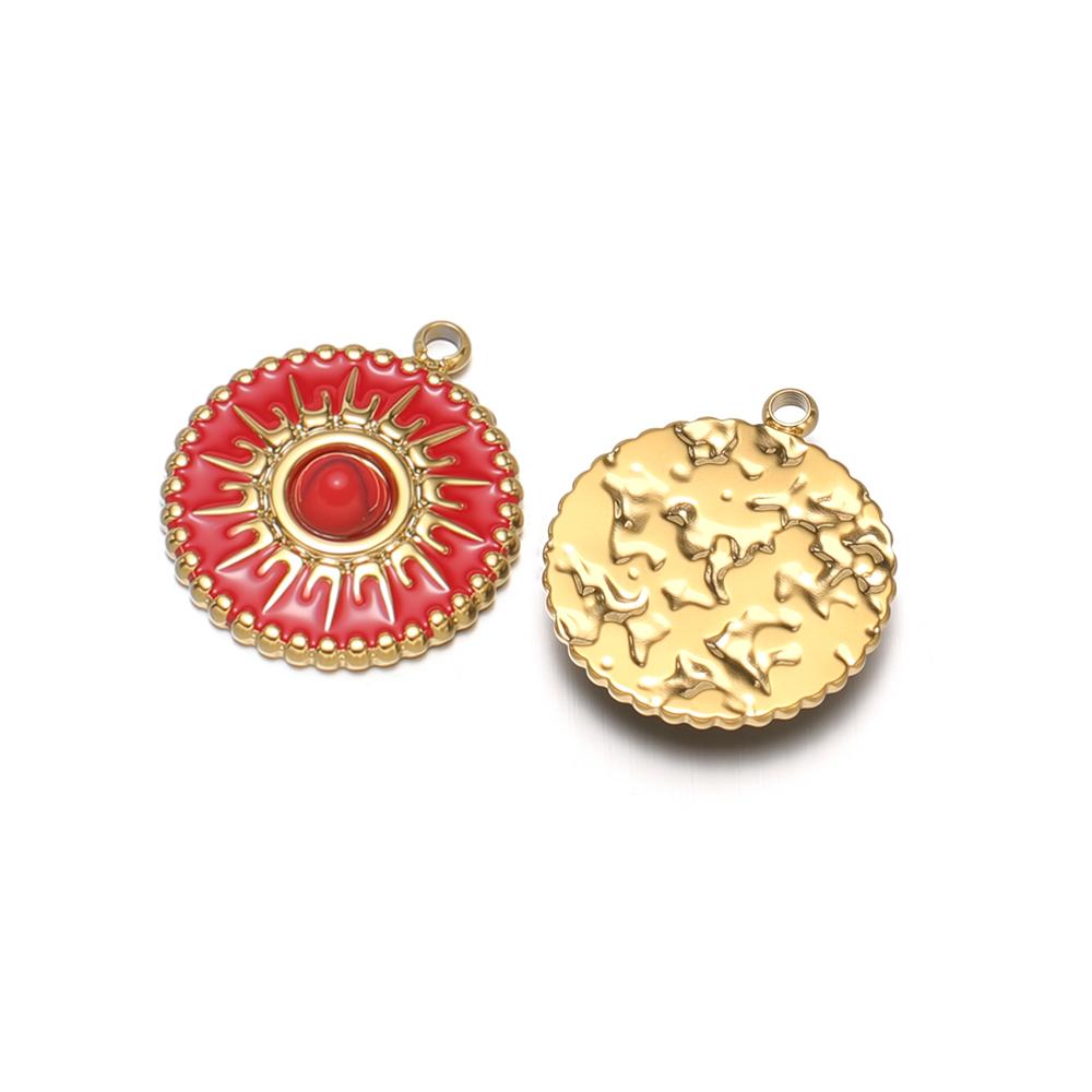 5pcs Stainless Steel 15mm Enamel Stone Charms for DIY Bohemian Sun Necklace Pendants Vintage Earrings Making Jewelry Findings