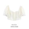 Kaslead New Women Clothes Western Style Fashion Simple Sweet Style Puff Sleeve Short Top