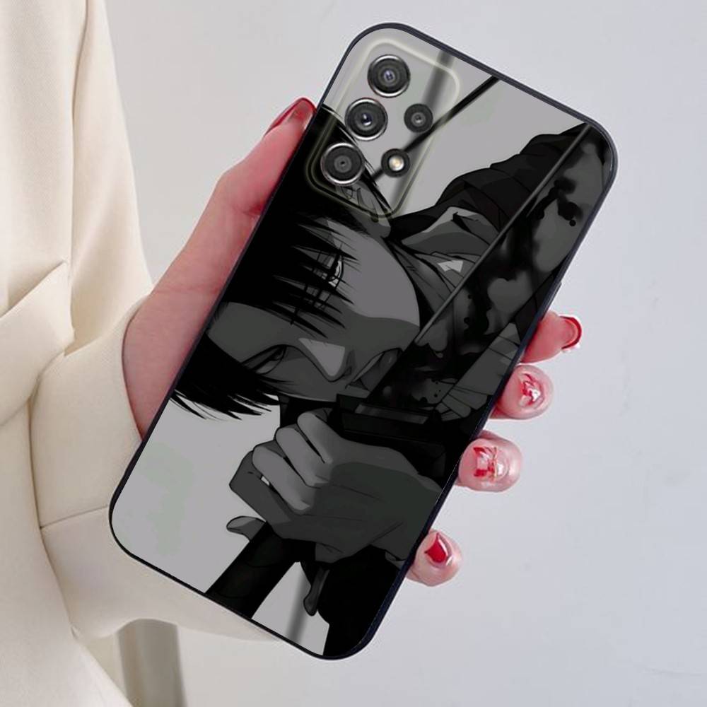 Levi Ackerman Attack on Titan Phone Case For Samsung S24,21,22,23,30,Ultra,20,Plus,Note,10,9,Black soft silicone case