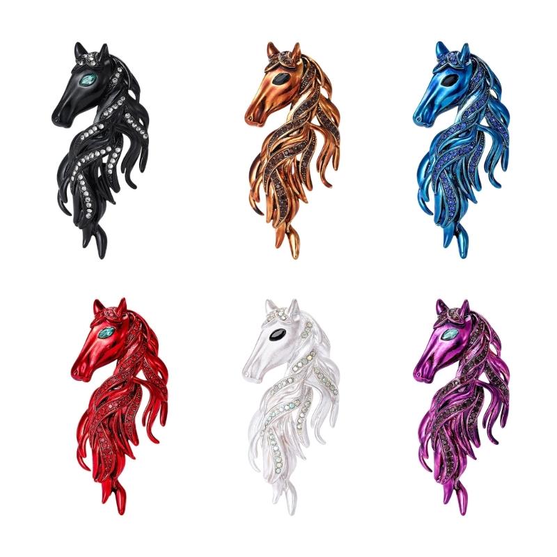 Handcraft Horse Head Brooch Portable Alloy Accessory for Casual Formal Outfits