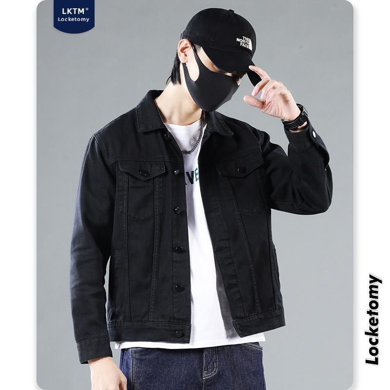 Тенденция мужской моды, мужская джинсовая куртка приталенного кроя, осенне-зимний новый универсальный однотонный повседневный топ, мужская куртка