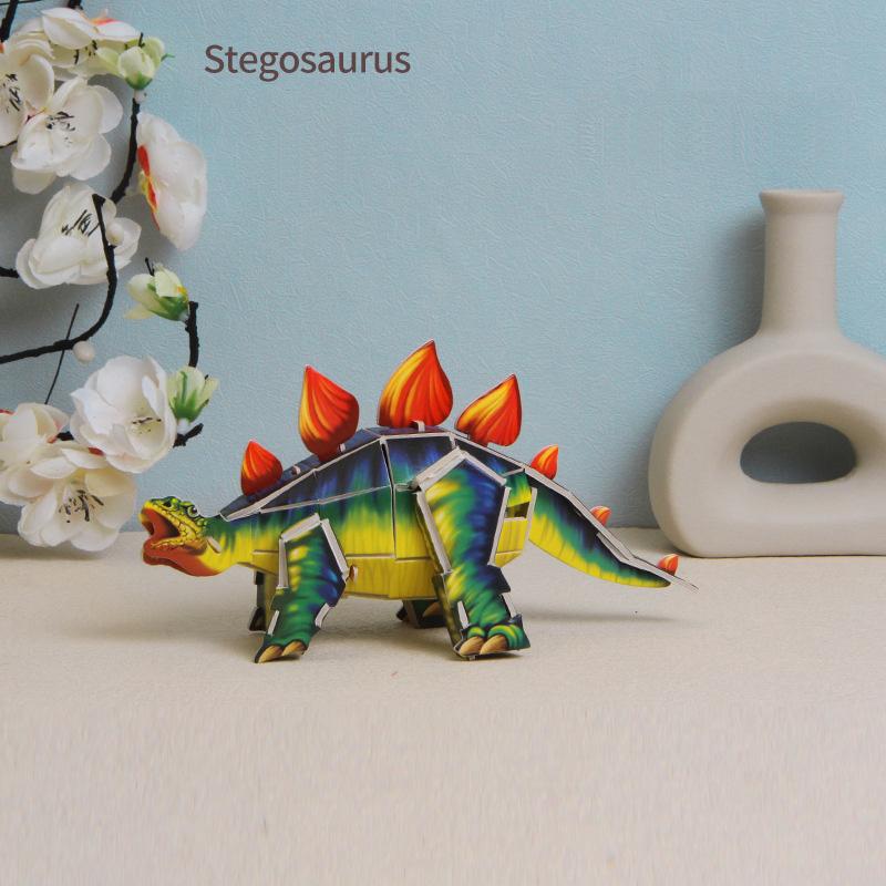 Children DIY 3D Assembled Dinosaur Model Paper Card Puzzle Handmade Toys for Kids Boys Gift Desktop Decorations
