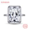 Lindon Classic 925 Sterling Silver Zircon Ring Ladies Jewelry Wedding Promise Party Gift