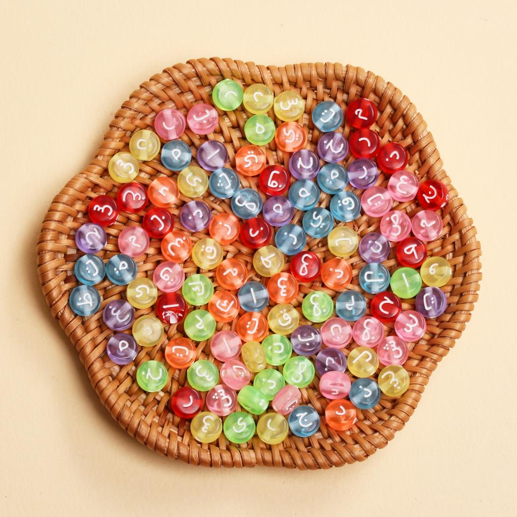 100 шт. 7 мм акриловые арабские бусины рассеянные космические бусины сплошные плоские круглые бусины для DIY браслета ожерелья ювелирные изделия производственные принадлежности