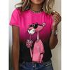 Женская повседневная футболка с круглым вырезом, футболка с 3D-принтом мультяшного кота, женская модная повседневная футболка с коротким рукавом, женская одежда