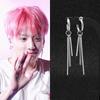 Серьги Jungkook Длинная палочка Серьги Bts Мужские и Женские Нержавеющая сталь Серьги-кисточки Клипсы