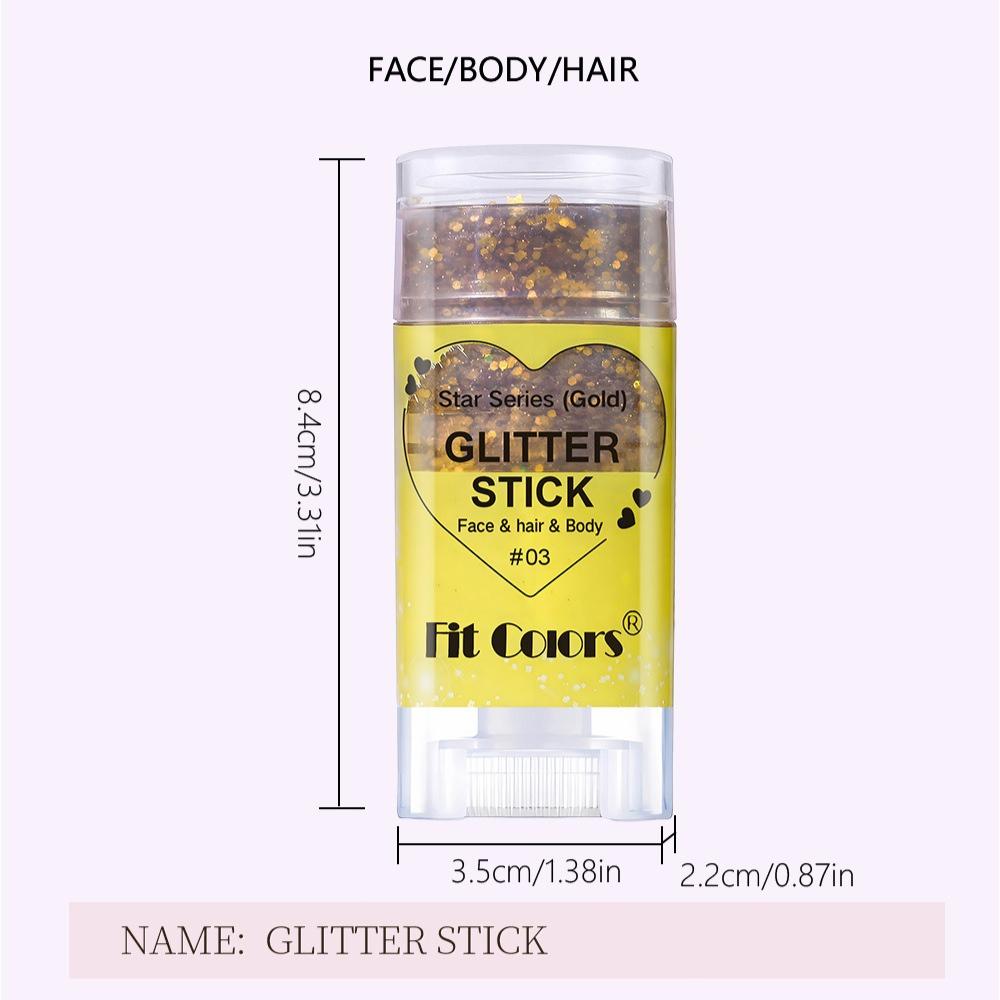 6pcs Star Series Glitter Stick Set Body Shimmer Face Hair Highlighter Chunky Festival Glitter Makeup for USA 250th Anniversary Fireworks Party Raves