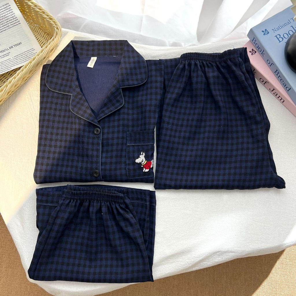 Клетчатый пижамный комплект Hello Kitty - Женский короткий рукав Весна/Лето 3 предмета