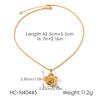 Diamond-studded flower stainless steel necklace, niche high-end sun ring, women's titanium steel tassel jewelry