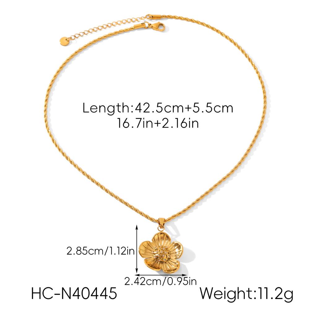Diamond-studded flower stainless steel necklace, niche high-end sun ring, women's titanium steel tassel jewelry