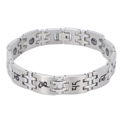 Мужской магнитный браслет модный серебряный титановый стальной черный магнитотерапевтические браслеты