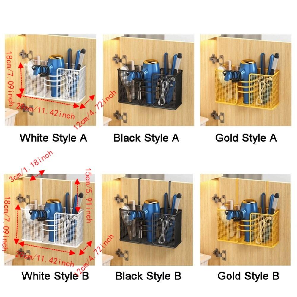 No-Drill Hair Dryer Storage Rack Wall Mounted Plastic Wrap Holder Kitchen