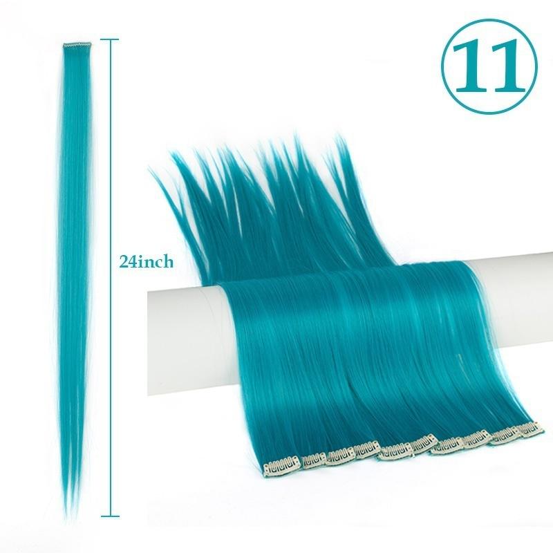 Multi Colors Hairpiece Straight Hair Extensions Hair Pieces Clip In Hair Extensions 55cm