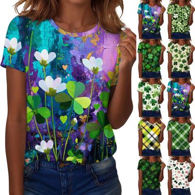 Женская футболка футболка принт короткий рукав повседневная выходная мода базовая обычная топ Ст. День Патрика