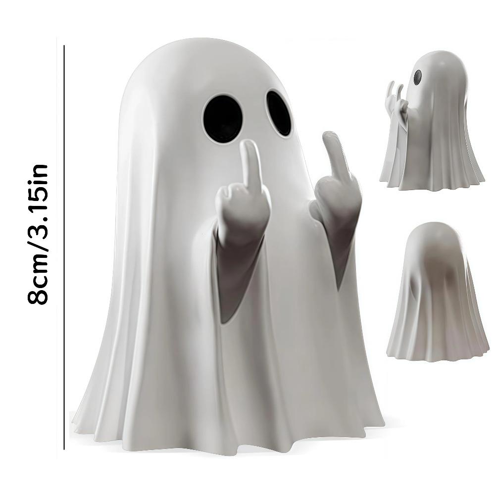 Resin Halloween Middle Finger Ghost Statue Table Adorable Figure Spooky Ornament Home Decoration Accessories Halloween Gift