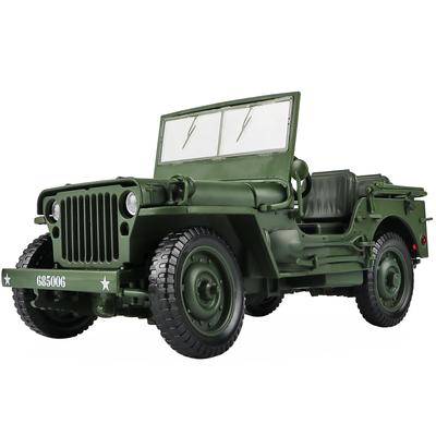 1/18 Willys GP Металлическая модель автомобиля Литая игрушечная машина Высокая степень имитации Звук и свет Машинки Игрушки для детей Дети Рождественские подарки