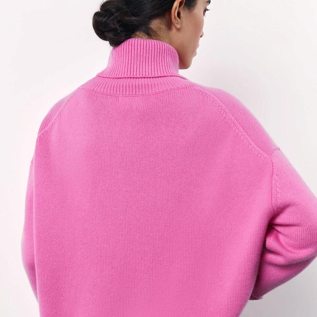 Women Autumn Winter Causal High Collar Sleeve Knit Sweater