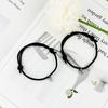 1 Pair Simple Magnetic Suction Metal Heart Pendant Couple Bracelets Women Men Adjustable Matching Bracelets Wristbands