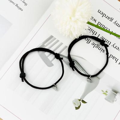 1 пара простых магнитных присосок, металлический кулон в форме сердца, браслеты для пар, женские и мужские регулируемые одинаковые браслеты, браслеты