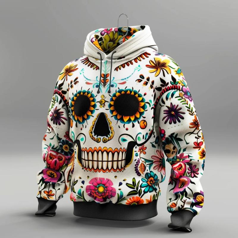 2024 Autumn 5XL Mexican Traditional Retro Style 3D Digital Printed Large Size Sportswear Men's Street Hoodie Long Sleeve Hoodie