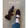 Sheepskin~ Genuine Leather Single Shoes Women's Thick Heels Are Not Tired of High Heels, Ballet Shoes Retro Bow Mary Jane Shoes