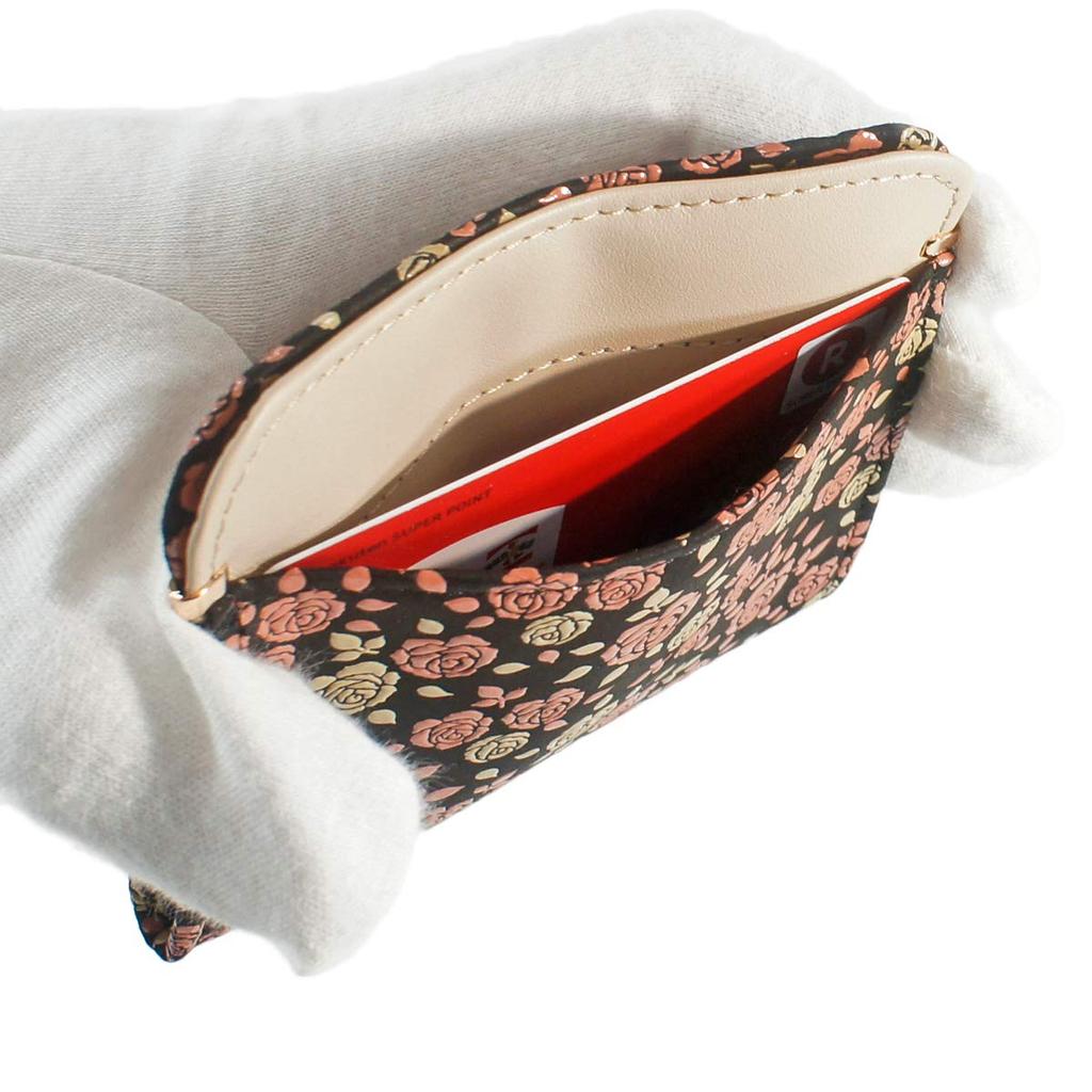 Indenya Inden Wallet Coin Purse Deerskin Kaguwa Rose Petite Black X White Pink Lacquer 8411