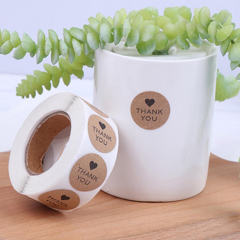 500 этикеток/рулон Круглая натуральная крафт-бумага Спасибо Наклейка Печать Этикетки Наклейка