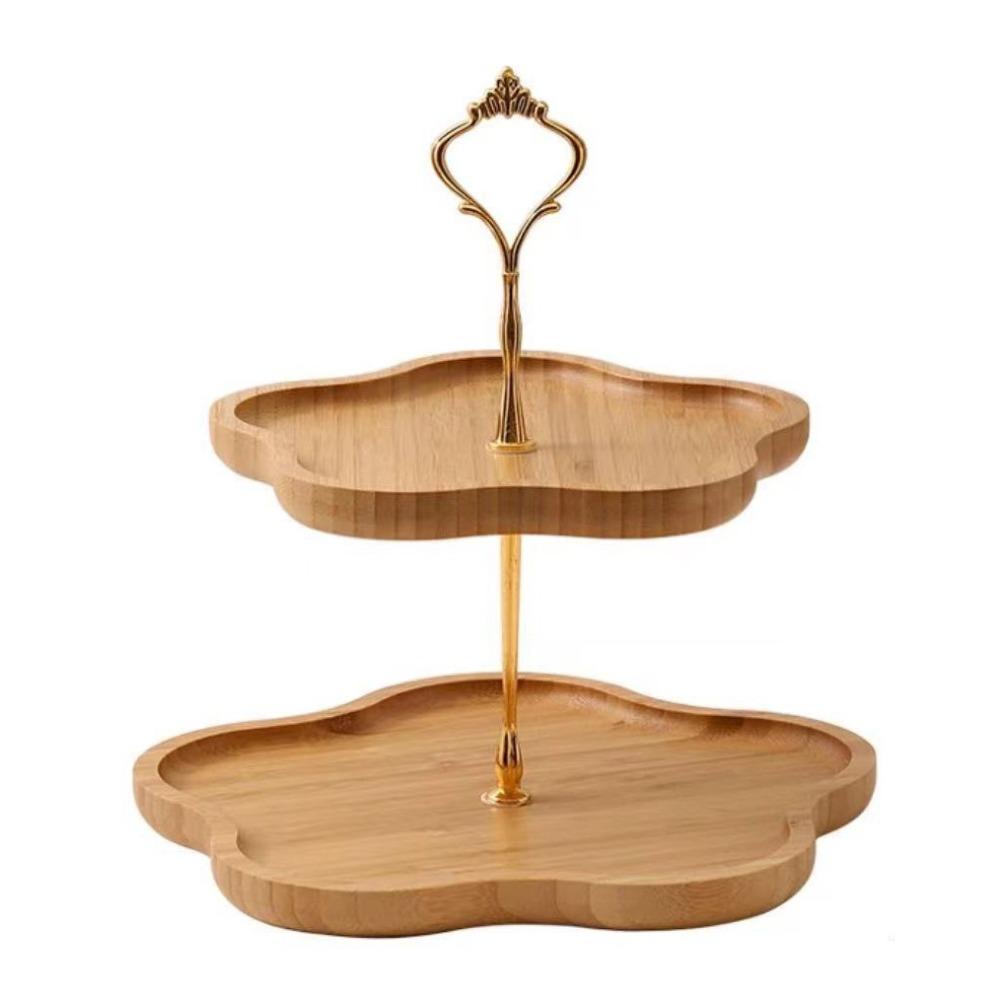 Цветочная подставка для тортов 2/3 яруса, большая корзина для сухофруктов, экологичная бамбуковая тарелка для хранения закусок, журнальный столик