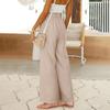 Женские хлопковые льняные брюки, летние широкие повседневные свободные брюки-палаццо с высокой талией и шнурком, брюки с карманами