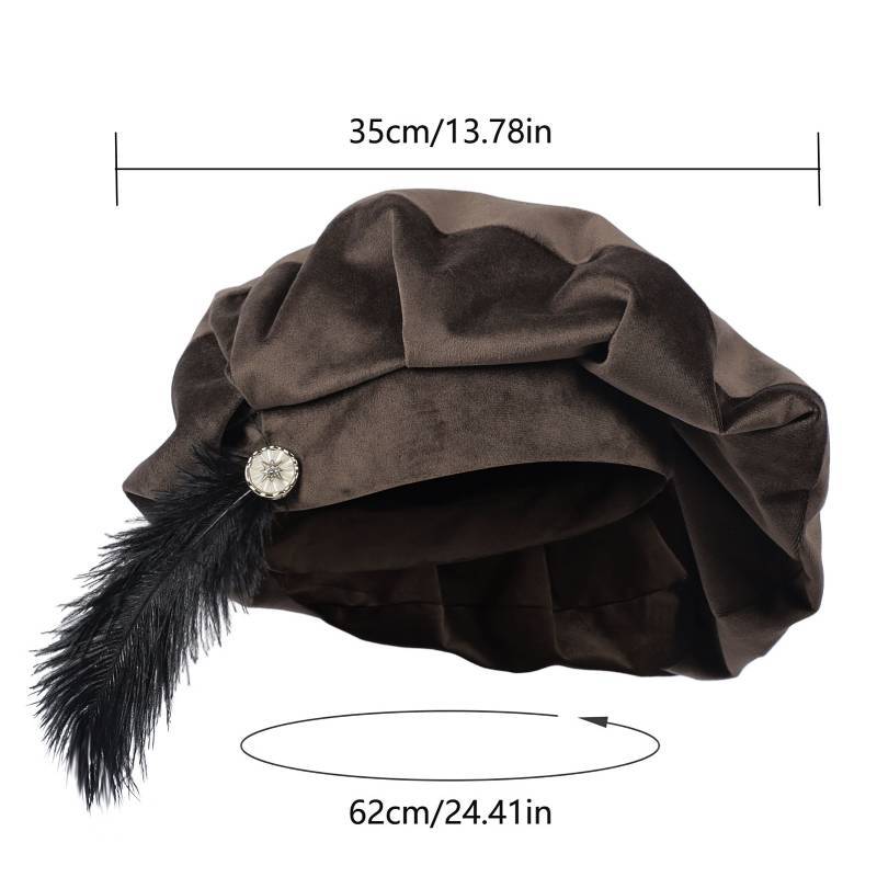 Feather Hat Medieval Costume Accessory For Cosplay And Themed Events