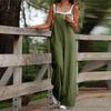 Women Straps Jumpsuit Summer Solid Color Wide Leg Pants Dungaree Bib Overalls Casual Loose Sleeveless Cotton Linen Jumpsuits 5Xl