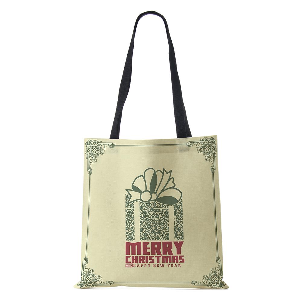 Рождественская сумка-шоппер из холста с шапкой снеговика, сумка на плечо многоразового использования с рождественской елкой, большая вместимость, складная, для хранения, сумка-тоут, KTY