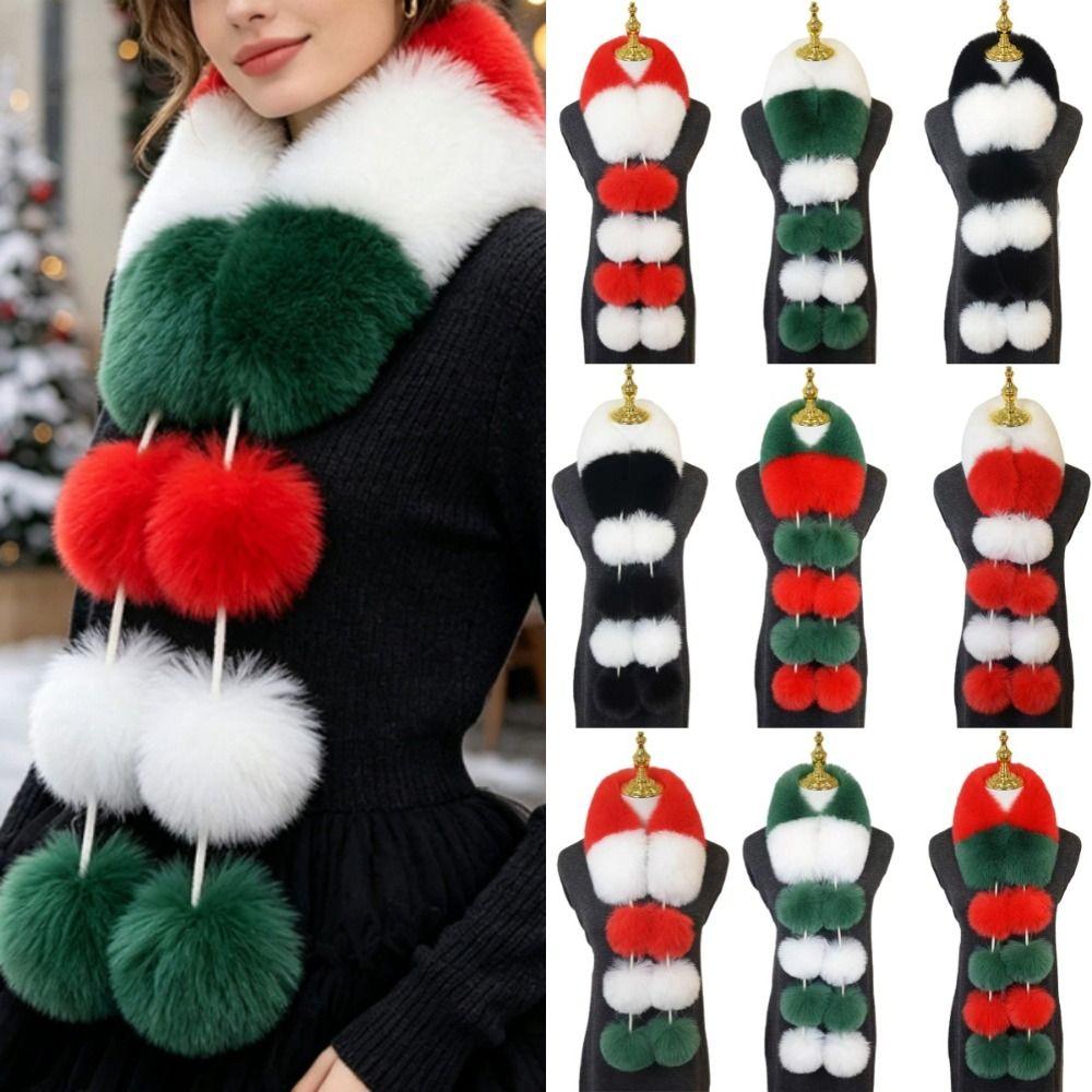 Cold-Proof Faux Plush Christmas Scarf Windproof Warmth Magnetic Scarf Cold Weather