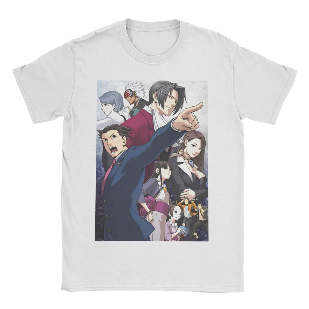 Ace Attorney Видеоигра Феникс Райт Футболки для мужчин женщин Винтажная футболка из чистого хлопка с круглым вырезом и коротким рукавом Топы