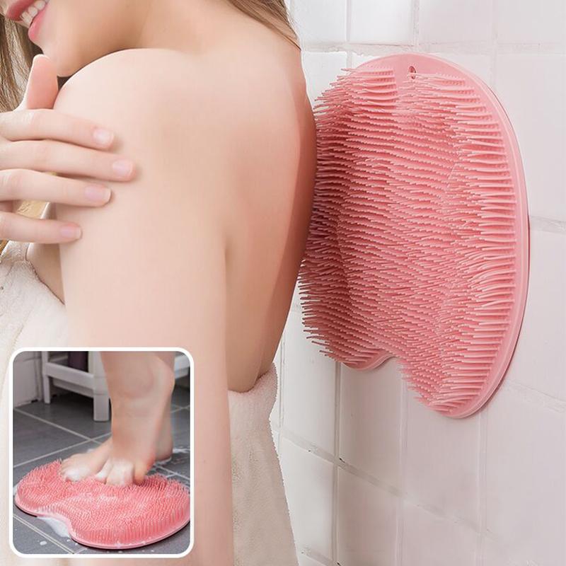 Reusable Shower Back Scraper Cleaning Brush Shower Bathroom Non-slip Wash Foot with Sucker Bath Massage Foot Exfoliating Brush Pad
