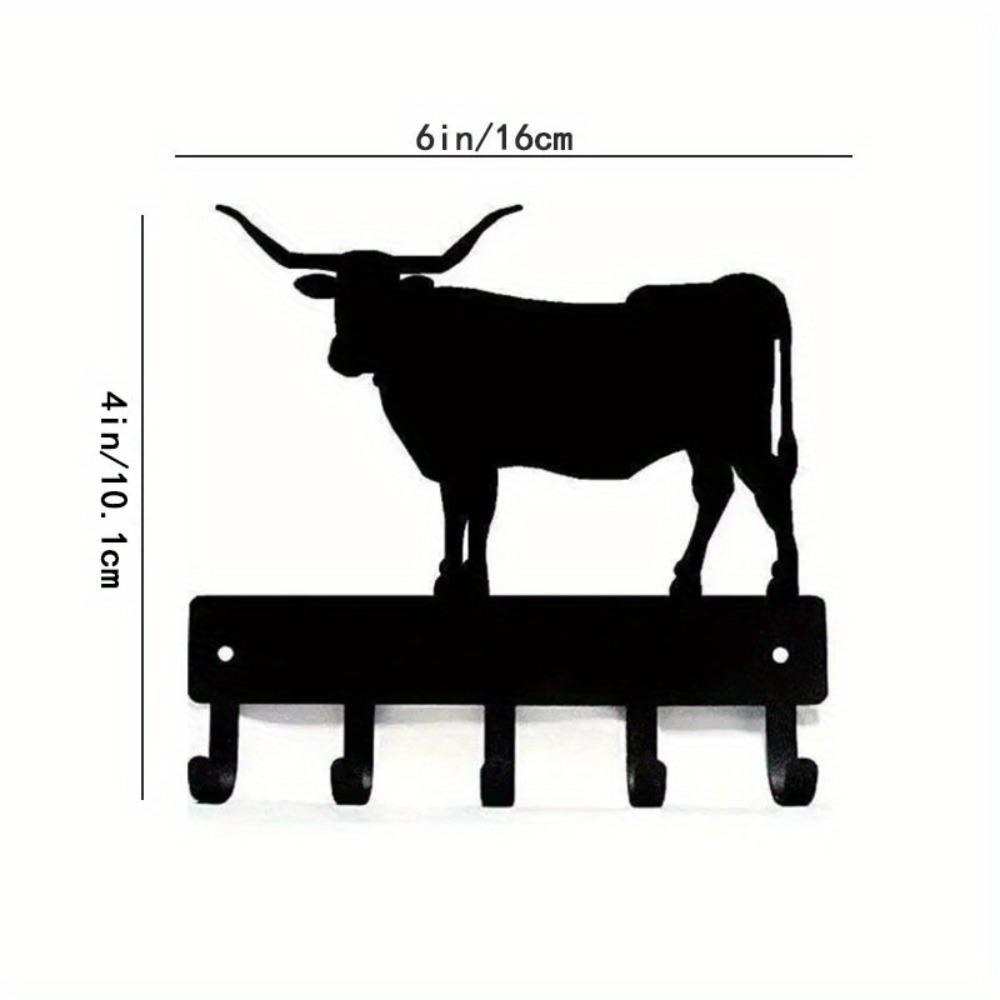 Texas Longhorn Cow Wall Key Holder - Rustic Metal Coat Hook & Art Decor