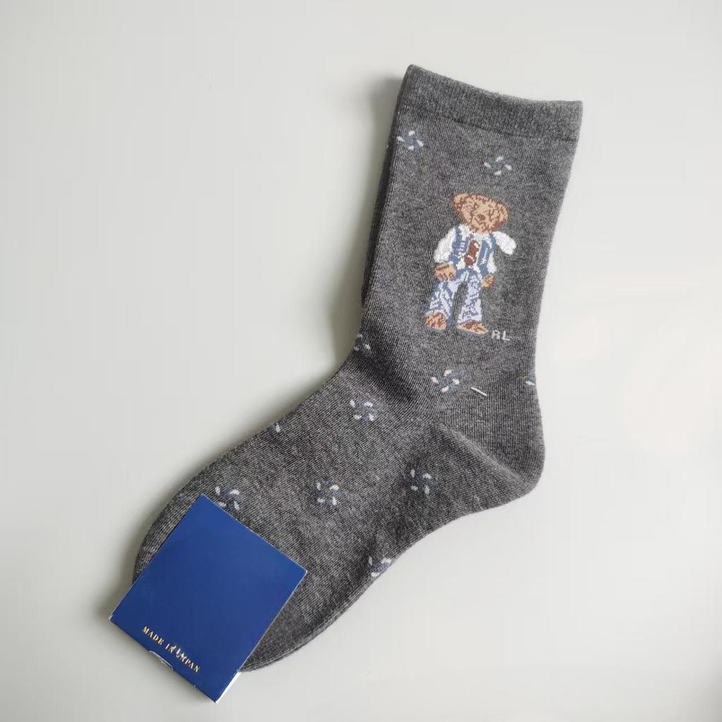 Осенне-зимние женские модные повседневные носки до середины икры с узором медведя