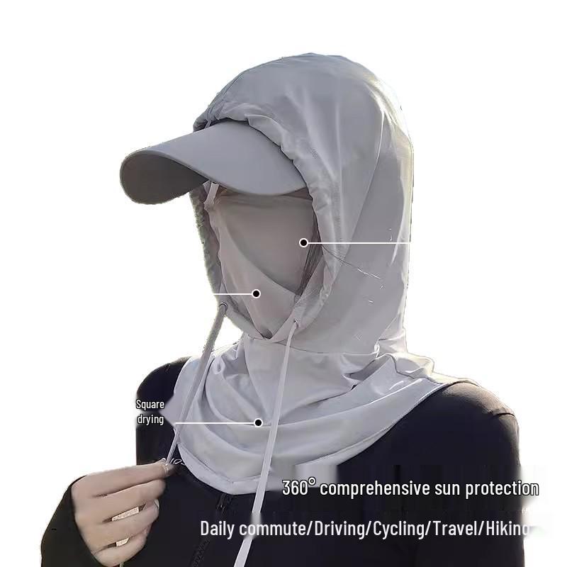 Летняя маска для лица и шеи из ледяного шелка с защитой от УФ-лучей - Легкая, дышащая, охлаждающая, с полной защитой