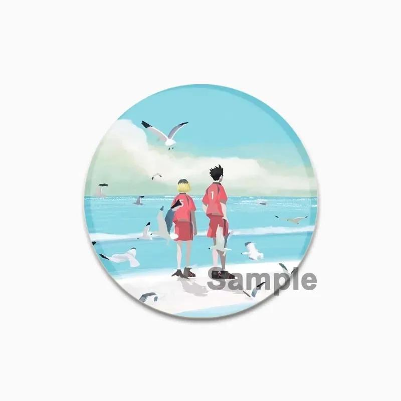 32/44/58 мм значок волейбола в стиле аниме, жесть ручной работы, круглая брошь, булавки для одежды, шляпа, рюкзак, аксессуары, ювелирные изделия