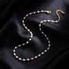 Multicolor Square Shell Beaded Chain Necklace for Women Gold Plated Stainless Steel Adjustable Handmade Fashion Neck Jewelry