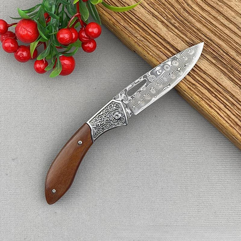 Кухонные ножи из дамасской стали, профессиональный складной нож для обвалки, нож для нарезки мяса с деревянной ручкой, нож для мясника из нержавеющей стали