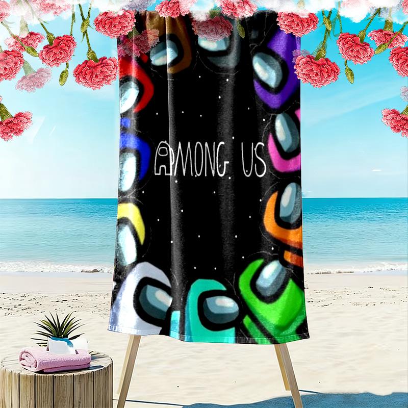 Among Us Print Beach Towel, Large Soft Quick Dry Towel for Beach Camping Swimming