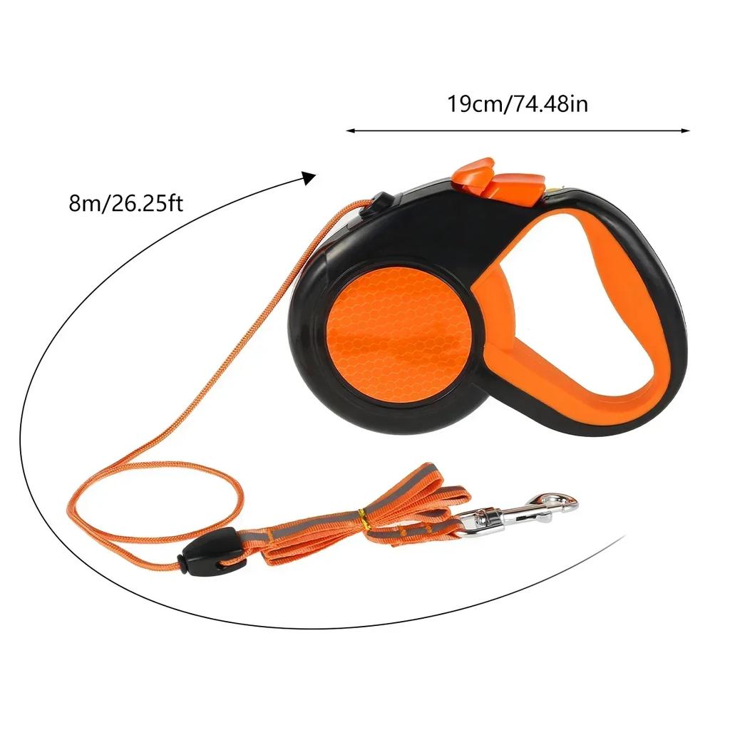 8M Retractable Dog Lead Heavy Duty Pet Walking Leash with Strong Reflective Tape Non-Slip Handle for Small Medium Large Dogs NEW