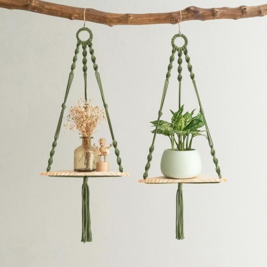 Настенная угловая полка Богема Ручная работа Хлопковая веревка 45659 Ярусная