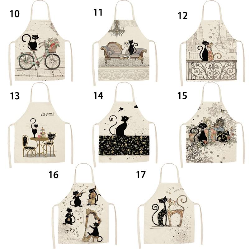 1 шт. кухонный фартук с рисунком милого кота без рукавов хлопковый льняной фартук домашняя одежда для уборки домашняя готовка передник