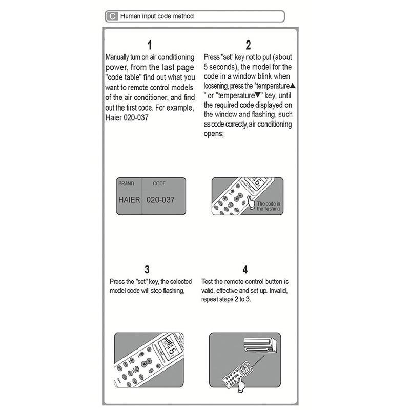 Universal K-1028E Low Power Consumption 1000 In 1 Air Condition Remote Lcd A/C Remote Control Controller