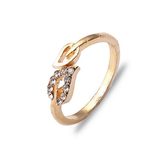 Женское кольцо со стразами и двумя листами, открытое кольцо, ювелирное изделие для влюбленных, подарок на вечеринку