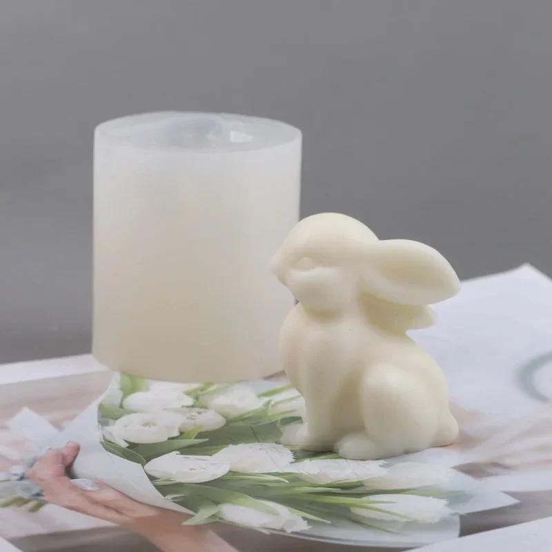 Милый Сидящий Кролик Силиконовая Форма Пасха Сделай Сам Формы для Шоколадных Конфет Кухонный Инструмент для Выпечки и Украшения Тортов Домашние Свечи Мыло 3D Форма
