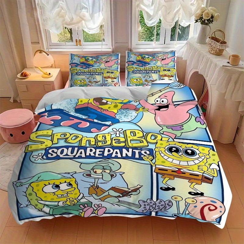 3pcs Handsome SpongeBob Quilt Cover Set (1 Quilt Cover + 2 Pillowcases Without Pillow Core), High-Definition Printing for Home and Dormitory.F020
